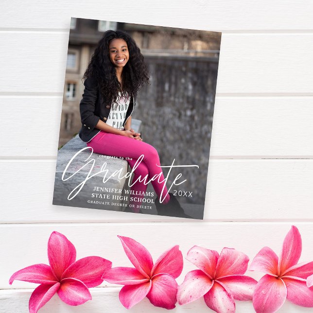 Budget Calligraphy Graduate Photo Modern Announcem Flyer (Creator Uploaded)