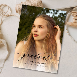 Budget Calligraphy Graduation Photo Invitation