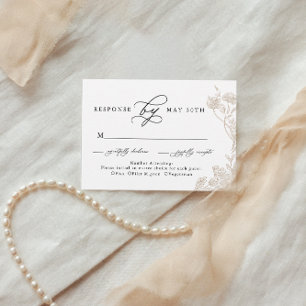 Budget Calligraphy Hand drawn Floral Wedding Rsvp Enclosure Card