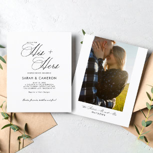 BUDGET Calligraphy His Her Couple Shower Photo