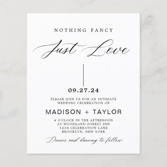 Budget Calligraphy Nothing Fancy Just Love Wedding (Front)