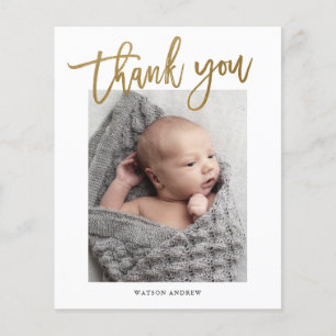 Budget Calligraphy Photo Baby Thank You Card