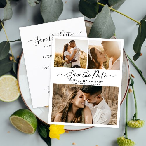 Budget Calligraphy Photo Collage Save The Date  Flyer
