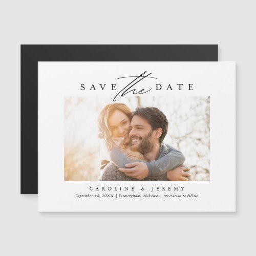 Budget Calligraphy Photo Save The Date Magnet