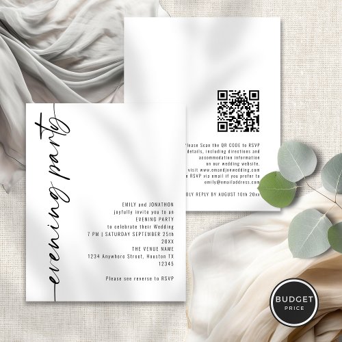 Budget Calligraphy QR Wedding Evening Party Guests