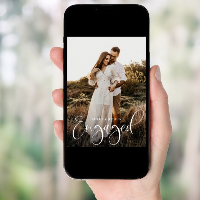 Budget Calligraphy Script Photo Engagement Party Invitation (Front Digital)