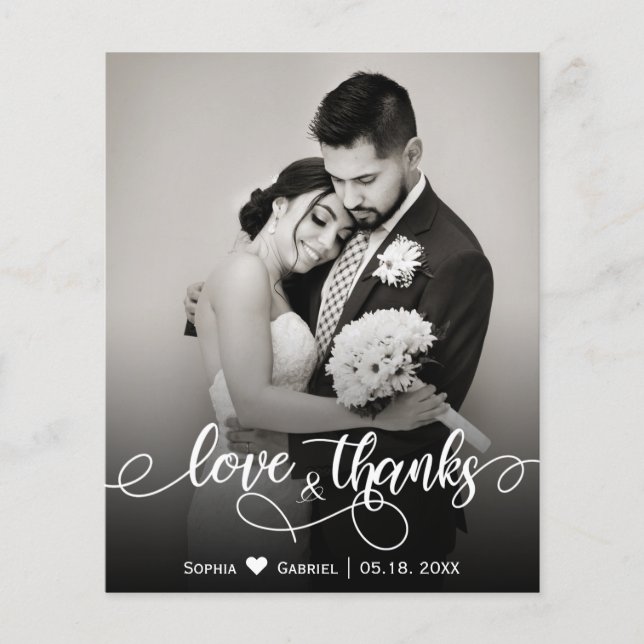 Budget Calligraphy Script Wedding Love and Thanks (Front)