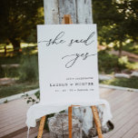 Budget Calligraphy She Said Yes Engagement Party Poster at Zazzle