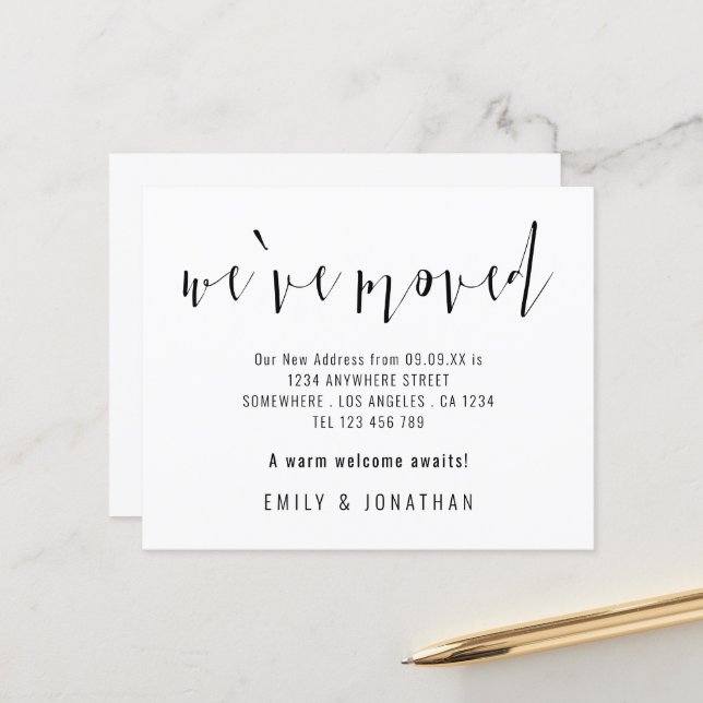 Budget Calligraphy We Have Moved New Address (Front/Back In Situ)