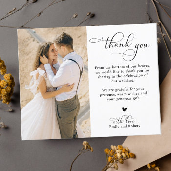Budget Calligraphy Wedding Thank You 2 Photo  Flyer by LilyandCherryDesigns at Zazzle