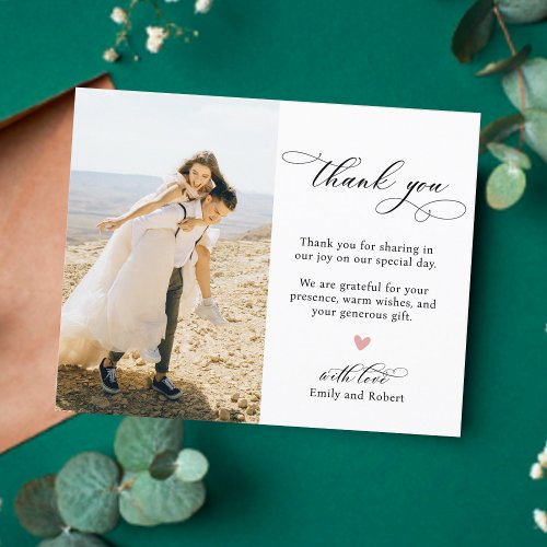 Budget Calligraphy Wedding Thank You Photo Card