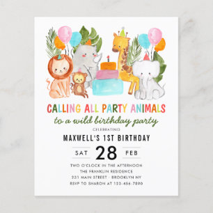 Budget Calling Party Safari Animals Kids Birthday