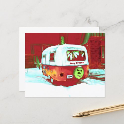 Budget Camper Retro Christmas Red Green Holiday