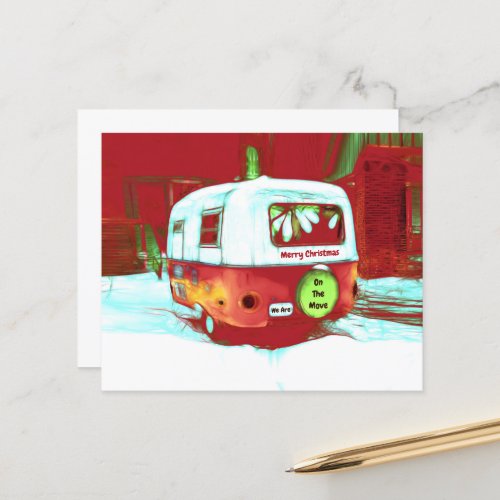 Budget Camper Retro Christmas Red Green Moving