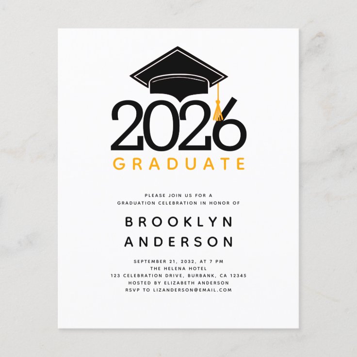 BUDGET Cap Graduation Celebration Invitation | Zazzle