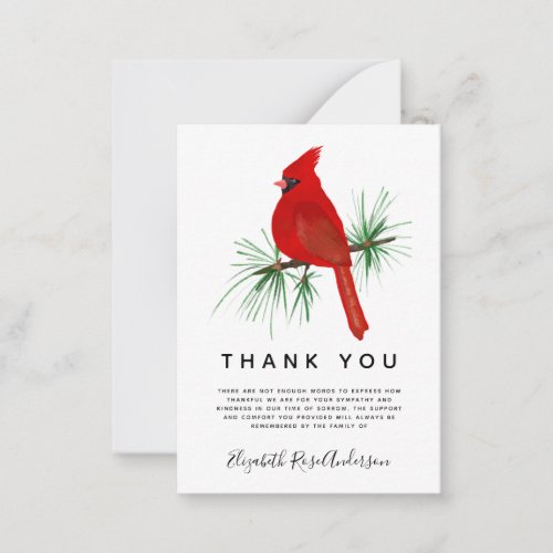 BUDGET Cardinal Sympathy Funeral Thank You Note Card