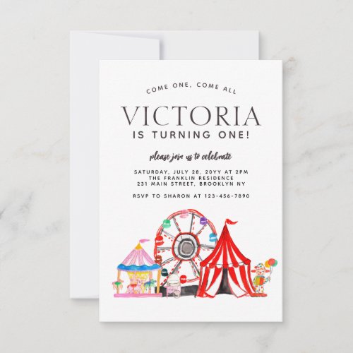 Budget Carnival Circus Festival Party Kid Birthday Note Card