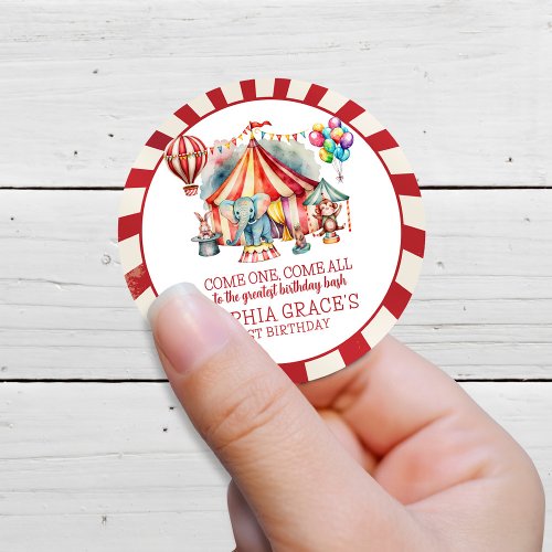 Budget Carnival Circus Show  Animals Birthday Classic Round Sticker
