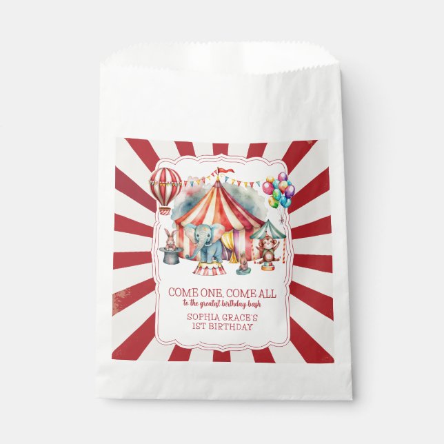 Budget Carnival Circus Show & Animals Birthday Favor Bag (Front)