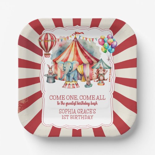 Budget Carnival Circus Show  Animals Birthday Paper Plates