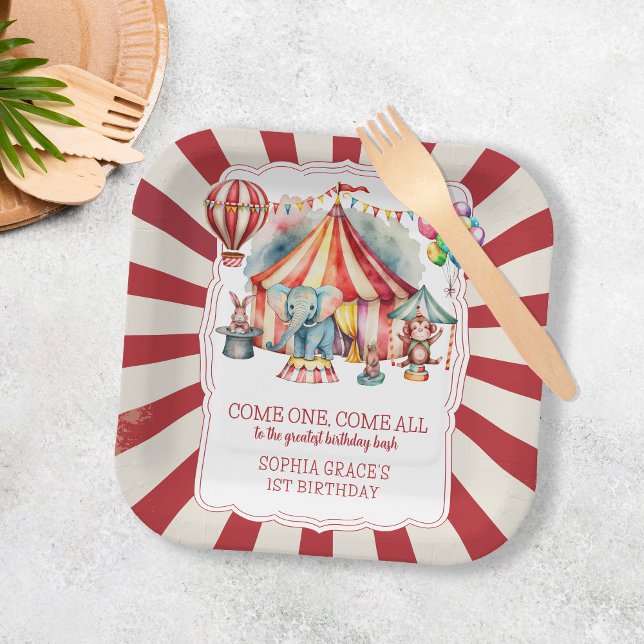 Budget Carnival Circus Show & Animals Birthday Paper Plates (Creator Uploaded)