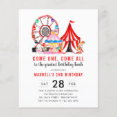 Budget Carnival Circus Show Birthday Invitation (Front)