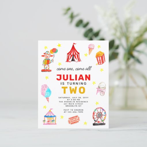 Budget Carnival Circus Tent Clown Popcorn Birthday | Zazzle