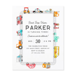 Budget Cars Street Kids Transportation Birthday Flyer