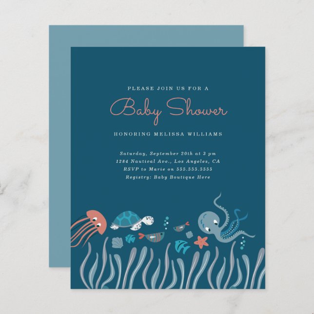 Budget Cartoon Under The Sea Ocean Baby Shower (Front/Back)