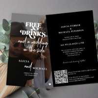 Budget casual wedding photo QR RSVP invitation
