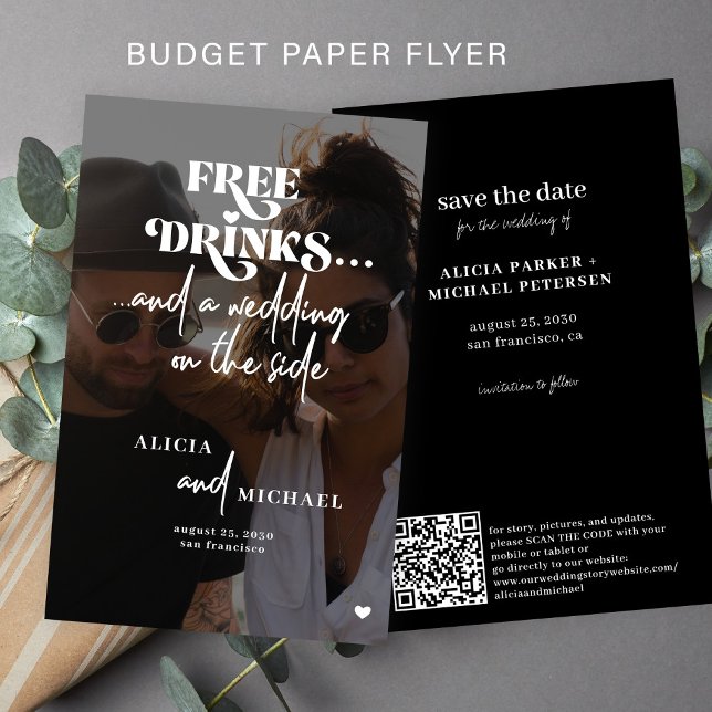 Budget casual wedding photo QR save the date Flyer (Creator Uploaded)