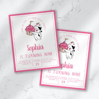 Budget Cat Kid's Birthday Party Invitation