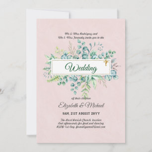 Budget CATHOLIC Christian WEDDING Greenery INVITES