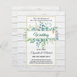 Budget CATHOLIC Christian WEDDING Greenery INVITES