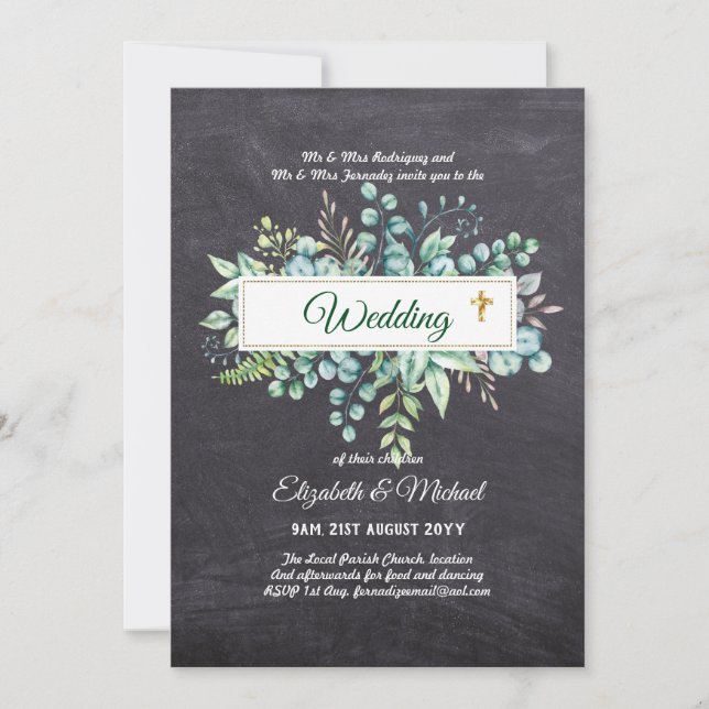 Budget CATHOLIC Christian WEDDING Greenery INVITES