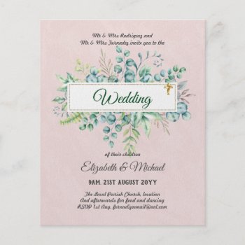 Budget CATHOLIC Christian WEDDING Greenery INVITES Flyer