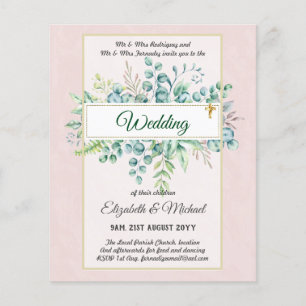 Budget CATHOLIC Christian WEDDING Greenery INVITES Flyer