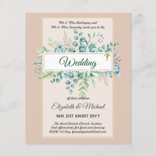 Budget CATHOLIC Christian WEDDING Greenery INVITES Flyer