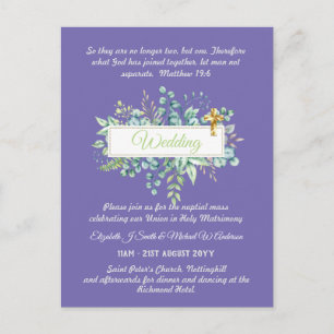 BUDGET Catholic Wedding Invitations Greenery Cross