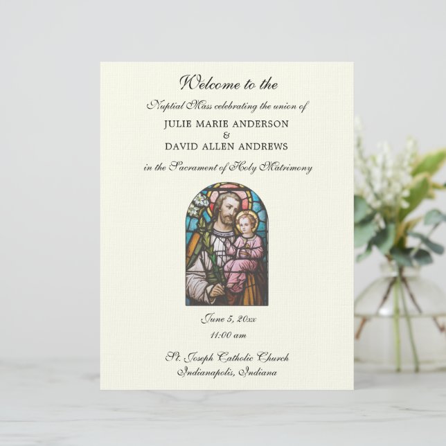 Budget Catholic Wedding Program     (Standing Front)