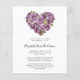 BUDGET Celebration of Life Invitation   Hydrangea 