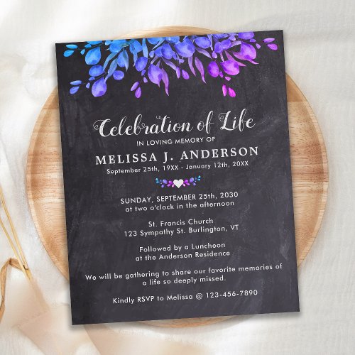 Budget Celebration Of Life Purple Eucalyptus Slate