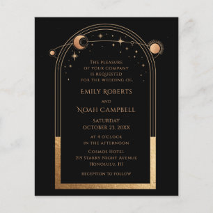 Budget Celestial Black Gold Sun Moon Wedding Flyer