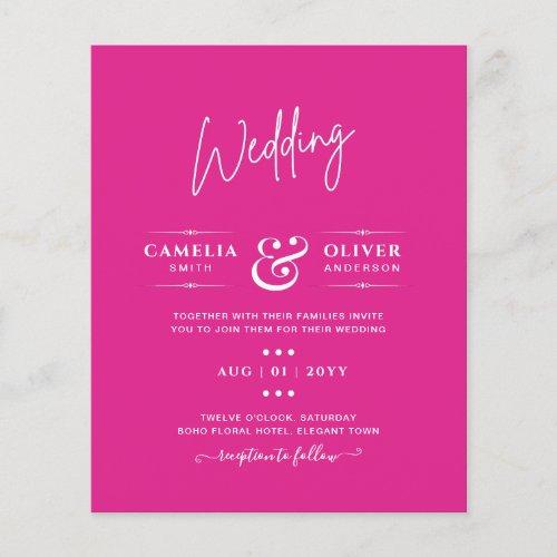 BUDGET CERISE PINK Modern Core Wedding Flyer