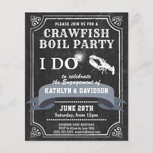 BUDGET Chalkboard Engagement Crawfish Invitation
