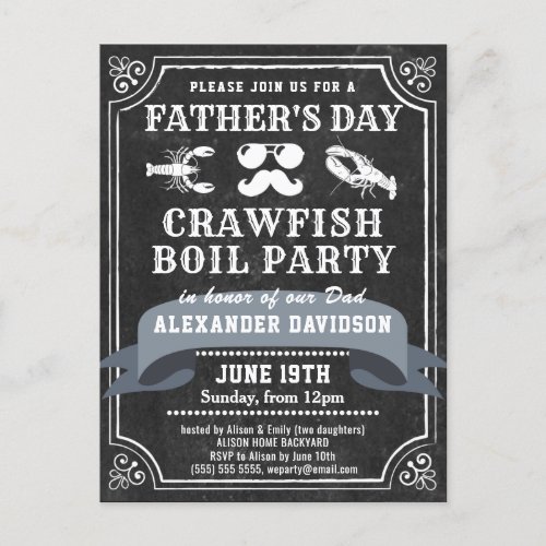 BUDGET Chalkboard Fathers Day Crawfish Invitation Postcard