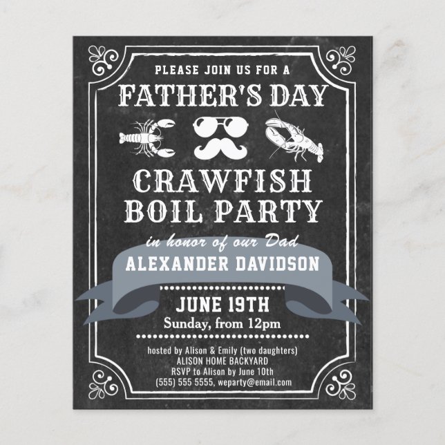 BUDGET Chalkboard Father's Day Photo Invitation (Front)