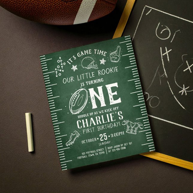 Budget Chalkboard Football Sports 1st Birthday  (Creator Uploaded)