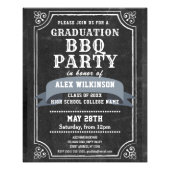 BUDGET Chalkboard Grad BBQ Party Photo Invitation Flyer (Front)