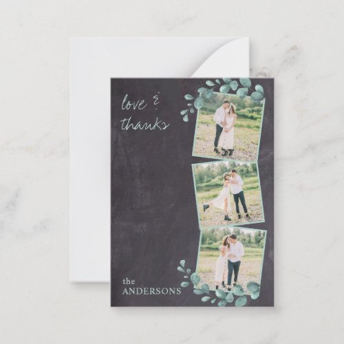 Budget Chalkboard Greenery Photo Wedding Thank You Note Card